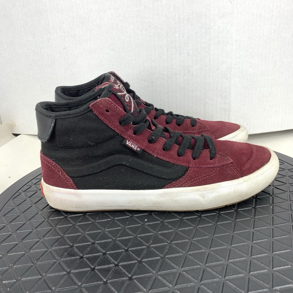 Vans Sneakers Women Size 8.5 High Top Shoes Old Skool EcoCush Black Red Suede